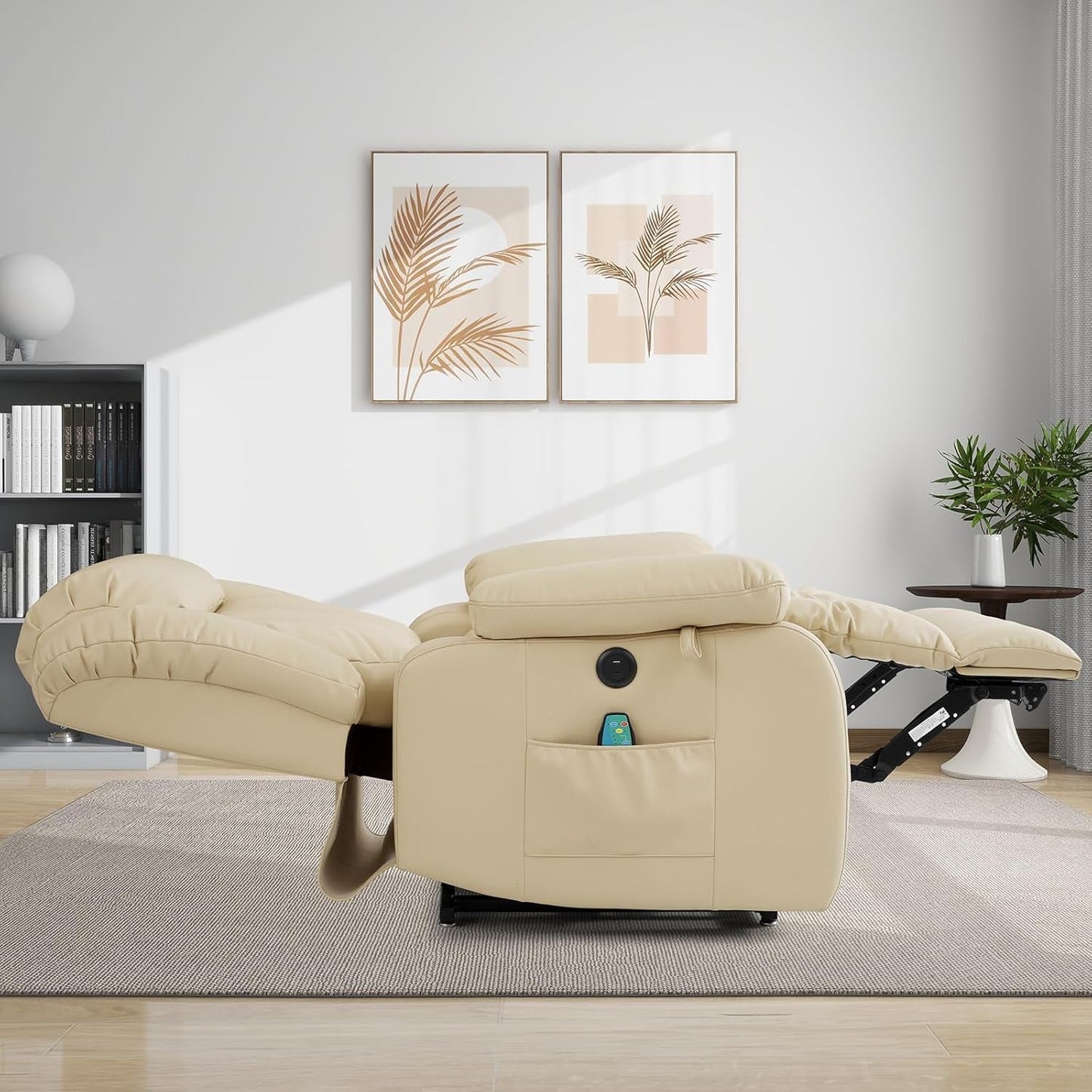 Dual Motor Lift Recliner With Heat And Massage Beige