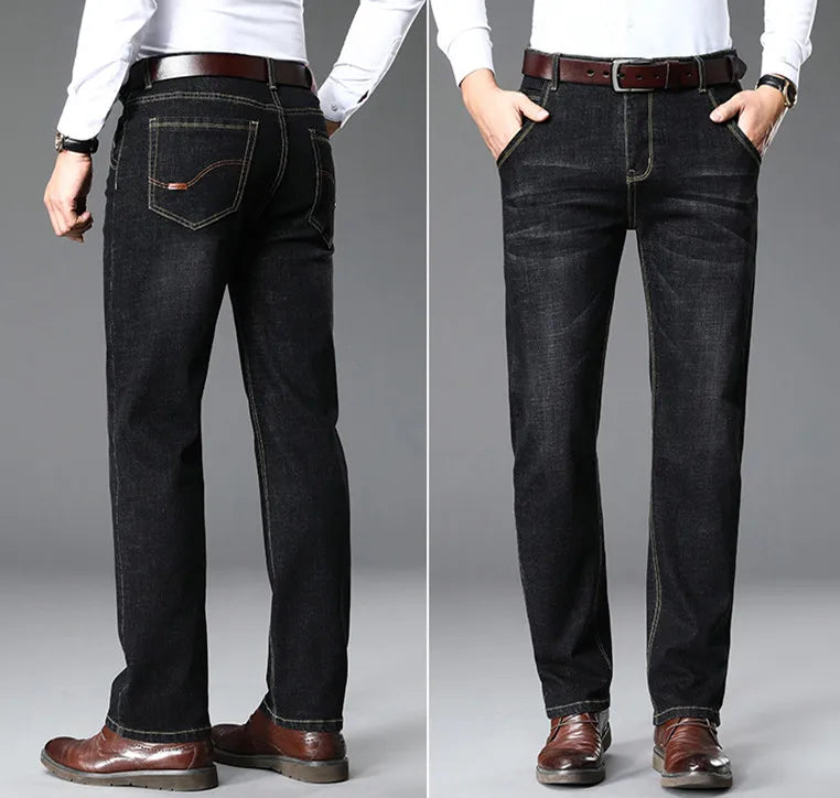 Blue Men's Stretch Jeans, Black Denim Trousers, Fashion Slim Casual Pants Asian Size 28-40
