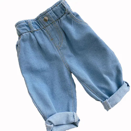 Autumn And Winter New Jeans Baby Girl Clothes Baby Boy Clothes  High Waist Solid Color Warm Out Jeans Children's Clothing