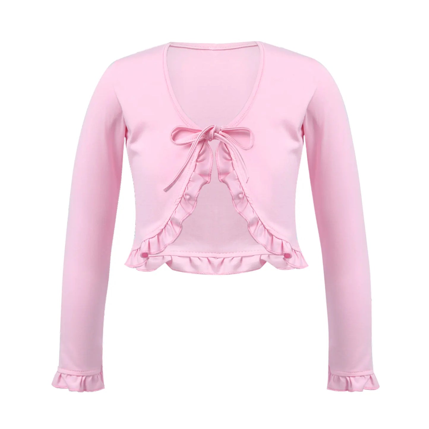 Cute Long Sleeves Flower Girl Casual Ruffle Lace Cloaks Cape Kids Bolero Jacket For Wedding Princess Outwear Shawl Cardigan Coat