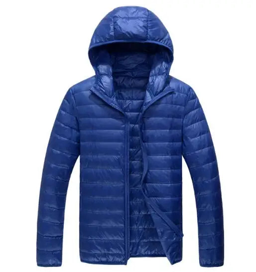 Royal Blue Hooded Parkas Men's Zipper Control Winter Jacket Fashion Hot Sale Jaqueta Plus Size S-5XL Lightweight Warm Coats
