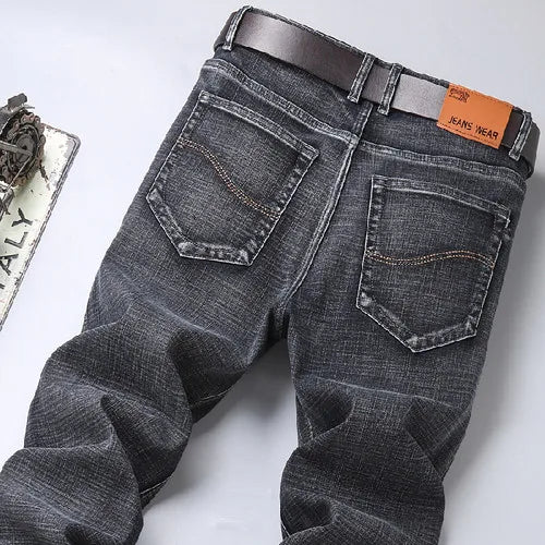 Blue Men's Stretch Jeans, Black Denim Trousers, Fashion Slim Casual Pants Asian Size 28-40