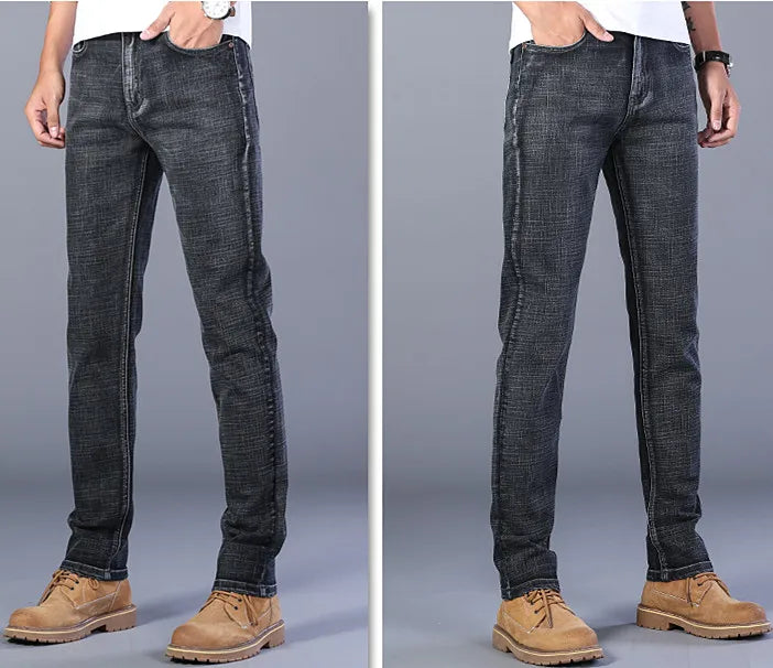 Blue Men's Stretch Jeans, Black Denim Trousers, Fashion Slim Casual Pants Asian Size 28-40