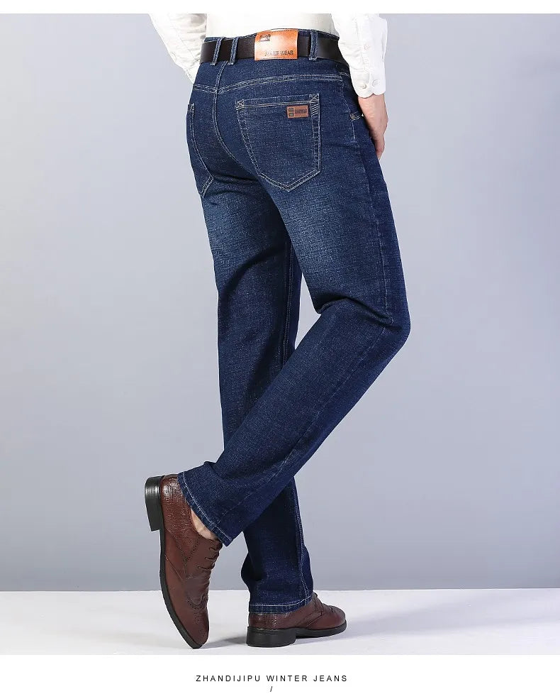 2022 Cotton Men's Jeans Denim Pants Brand Classic Clothes Overalls Straight Trousers for Men Black