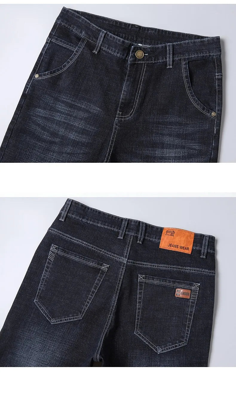 2022 Cotton Men's Jeans Denim Pants Brand Classic Clothes Overalls Straight Trousers for Men Black