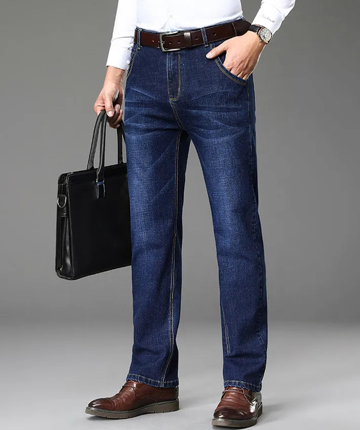 Blue Men's Stretch Jeans, Black Denim Trousers, Fashion Slim Casual Pants Asian Size 28-40