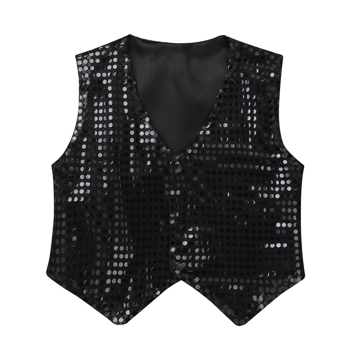 Kids Shiny Sequined Vest Jacket Hip-hop Jazz Stage Performance Dance Costumes Children Boys Choir Waistcoat Dancewear