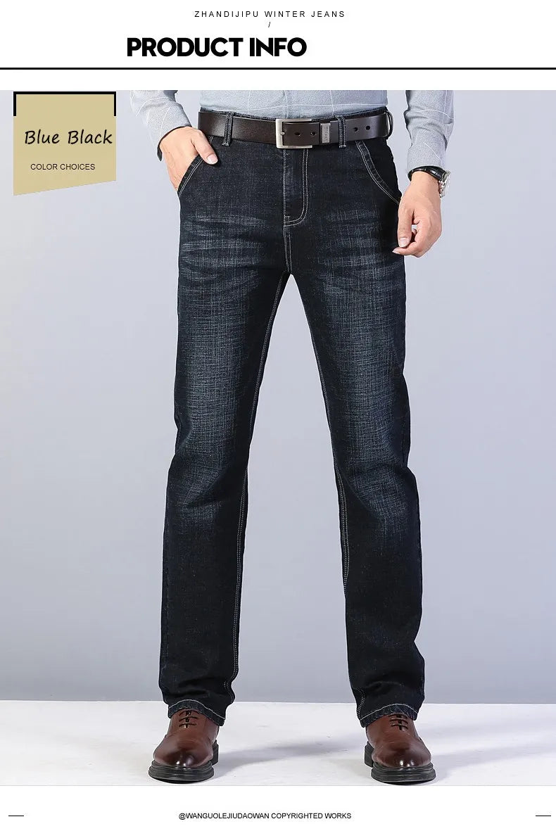 2022 Cotton Men's Jeans Denim Pants Brand Classic Clothes Overalls Straight Trousers for Men Black