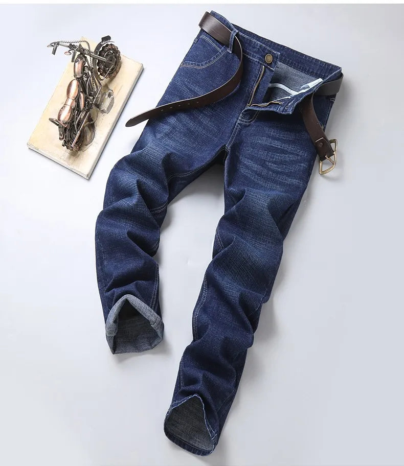 2022 Cotton Men's Jeans Denim Pants Brand Classic Clothes Overalls Straight Trousers for Men Black
