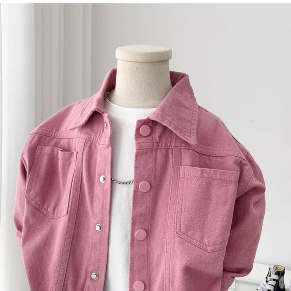 Boys Girls Denim cotton Jackets Pink Laple Tops Spring Autumn 2024 New Fashion Sweet Cute Coat Jacket Baby Girl Clothes 2-10Yrs
