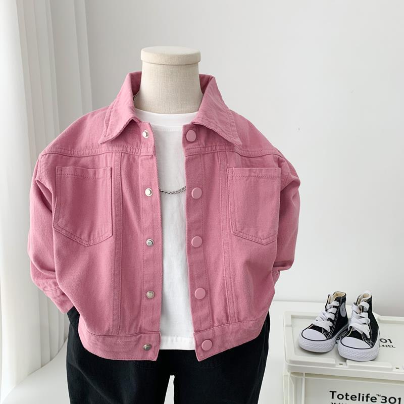 Boys Girls Denim cotton Jackets Pink Laple Tops Spring Autumn 2024 New Fashion Sweet Cute Coat Jacket Baby Girl Clothes 2-10Yrs