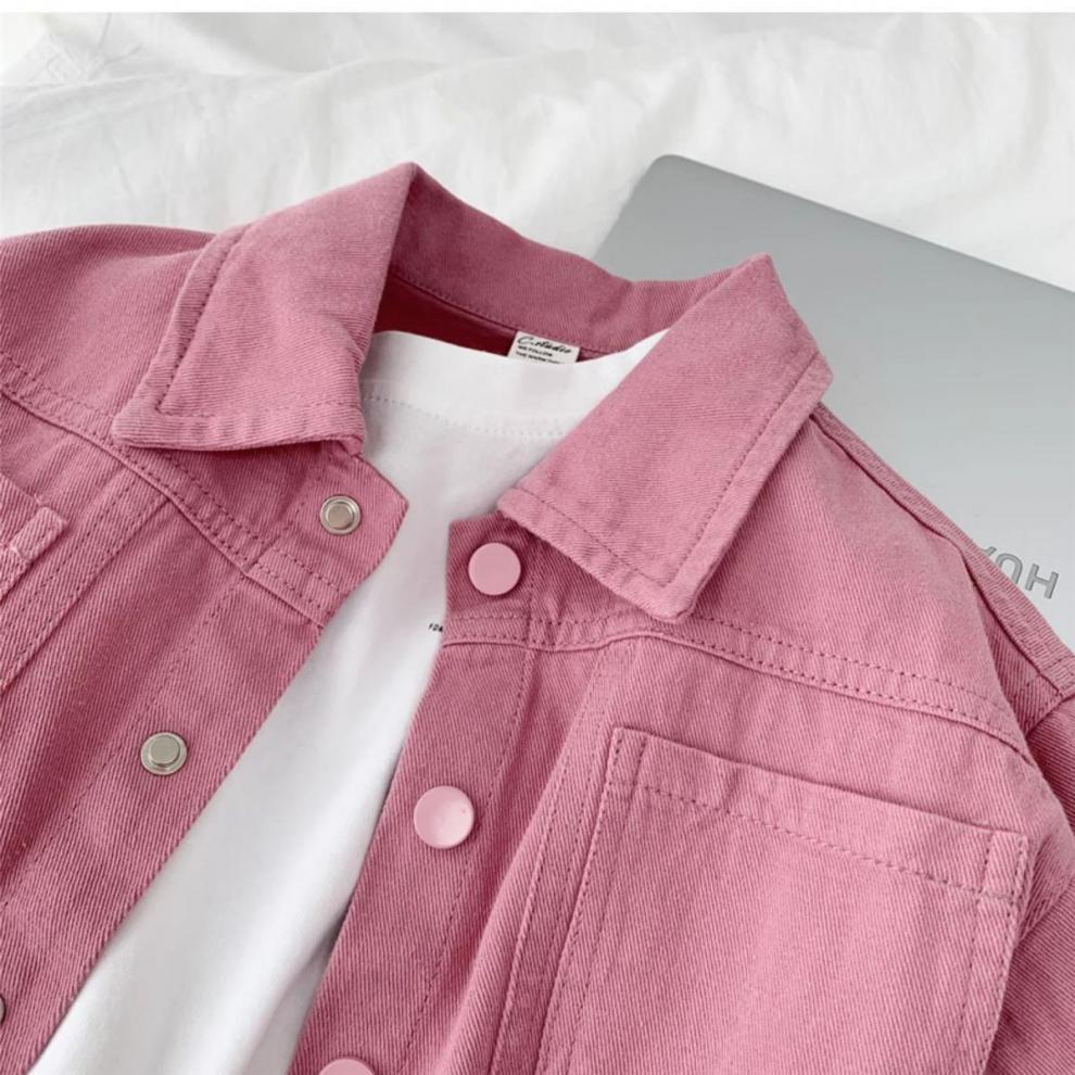 Boys Girls Denim cotton Jackets Pink Laple Tops Spring Autumn 2024 New Fashion Sweet Cute Coat Jacket Baby Girl Clothes 2-10Yrs