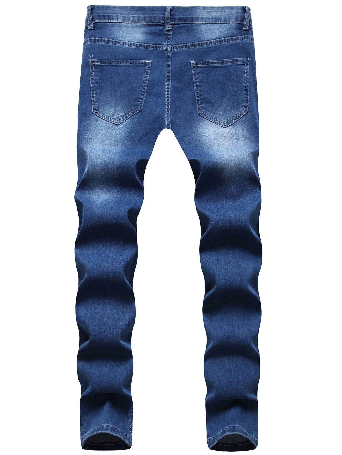 Men Jeans Denim Wash Vintage Basics Loose Fit Straight Pants Mid Waist Solid Trouser Casual Ankle Length Pockets Zipper Fly 2025