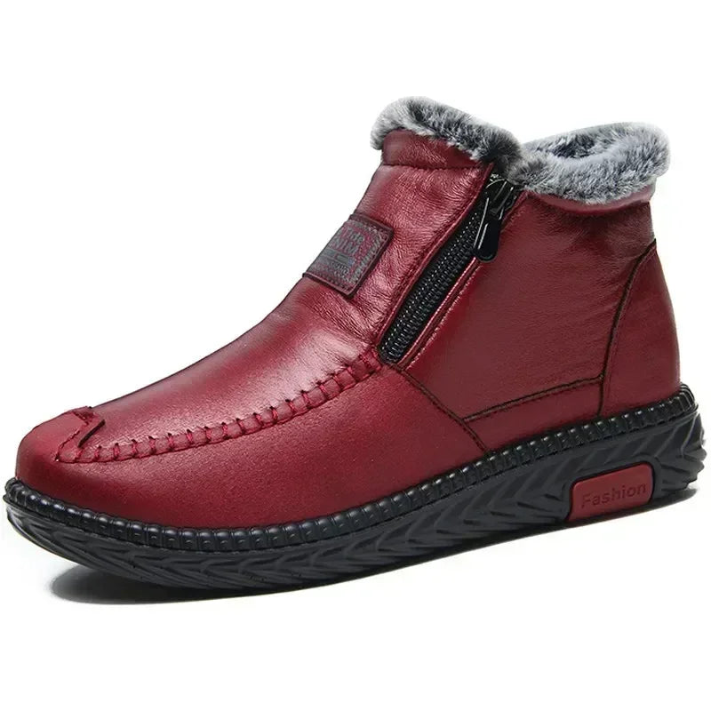 Women's Boots Plush Female Shoes Anti-slip Womens Snow Boot Winter Cotton Leather Shoes Casual Ankle Boots Botas Mujer