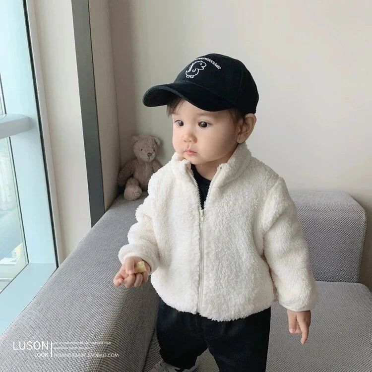 1pcs Boys Girls Autumn Coat Children Winter Thermal Fleece Jacket Kids Coats Double Sided Velvet Outerwear Baby Warm Clothes