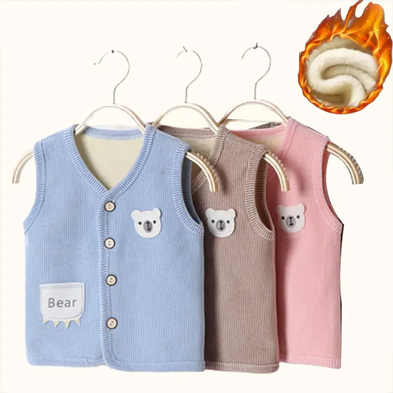 Kids Clothes Waistcoat Children's Vest Boy Girl Thicken Velvet lining Keep Warm Jackets Vest Children's Clothing Autumn Winter
