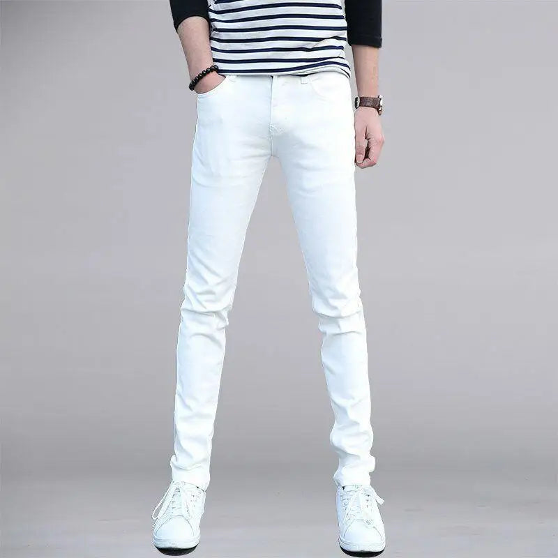 Summer Blue Comfortable Stylish Classic Designer Men's Slim Jeans Luxury Brand Korean Fashion Student Cowboy Soild Denim Pants