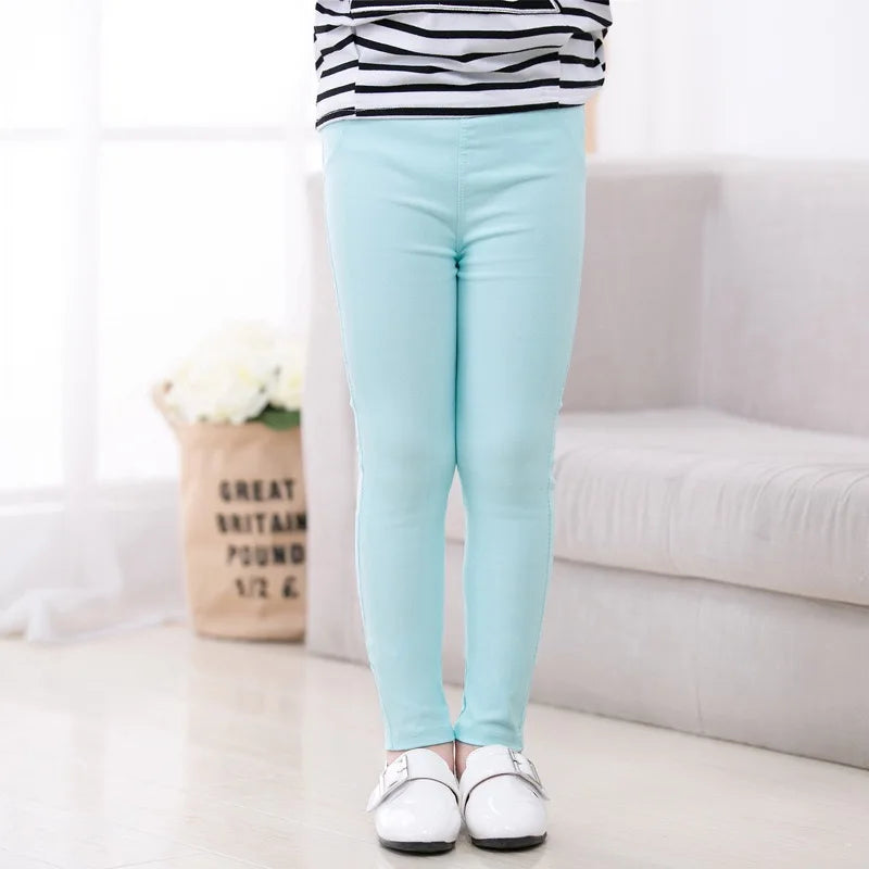 1pcs Spring Summer Girl Pencil Pants Elastic Thin Baby Legging Slim Fit Children's Leggings Autumn Kids Imitation Jeans Trousers