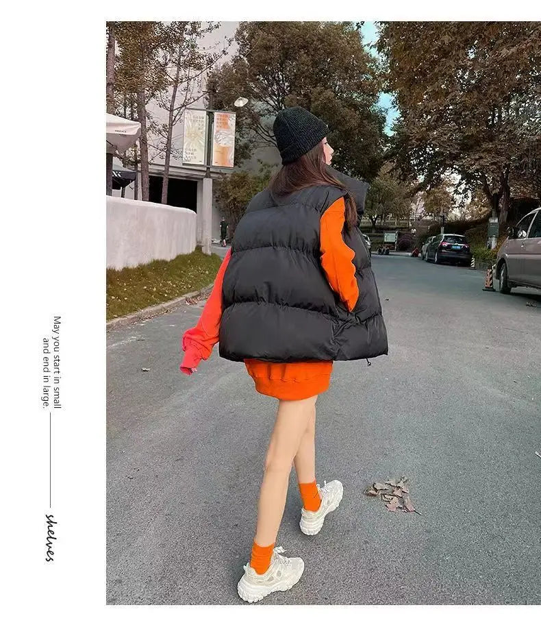 Autumn Winter Lightweight Sustans Vest for Women Korean Style Loose Jacket Fashion Girl Solid Sleeveless Parkas Winter Warm Vest