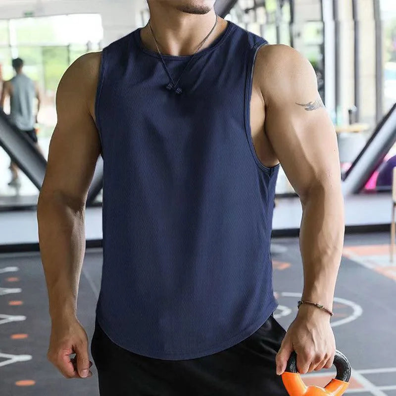 13 Color Men Vests Summer Male O-Neck Sleeveless Solid Breathable Loose Tank Tops QDH-BX1