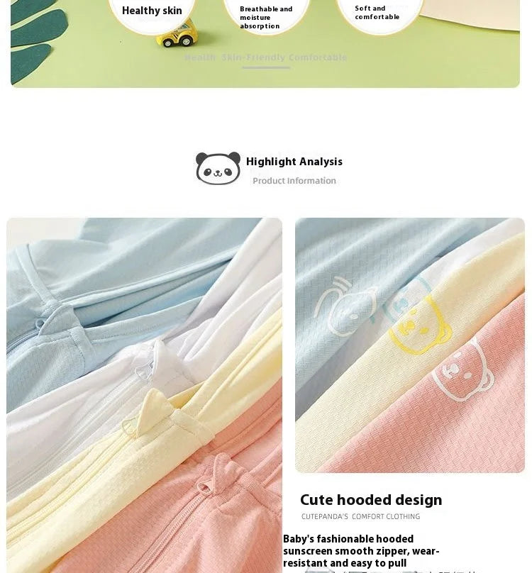 Children's Ice Silk Sunscreen Clothing Summer Breathable Boys and Girls Baby Light Sunscreen Clothing UV Jacket Sunscreen Clothi