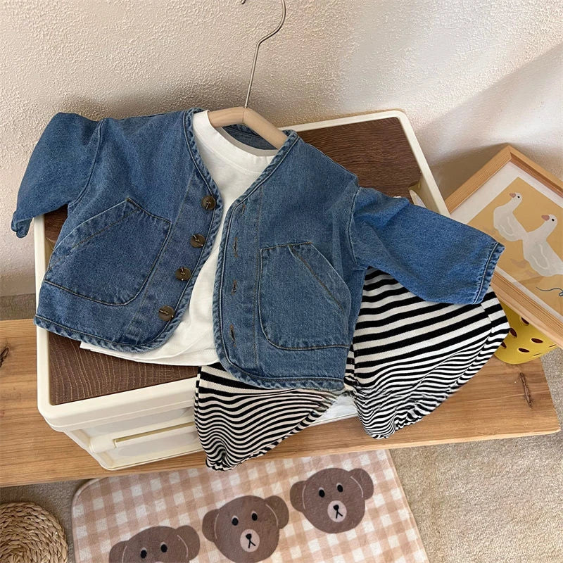 Kids Coats Cowboy New Spring Autumn Fashino Korean Casual Baggy Long Sleeve
