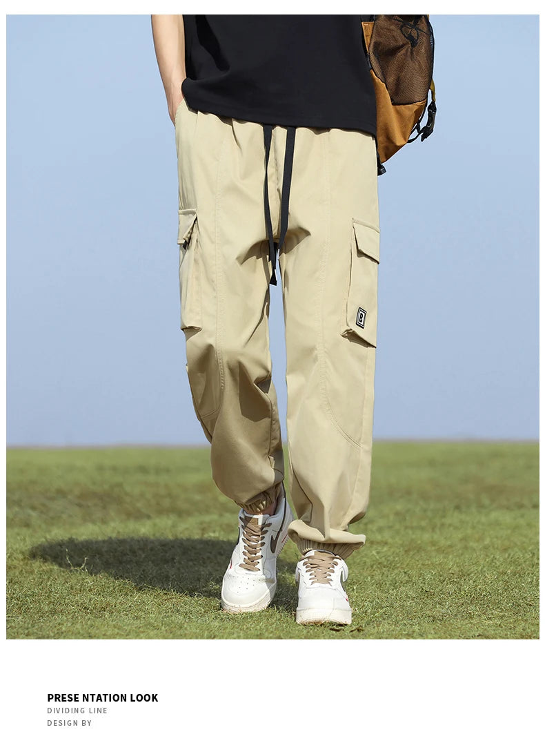 Youth Fashion Trend High-quality Outdoor Sports Leisure Workwear Long Pants Comfortable Breathable Leg Tied Straight Leg Pants