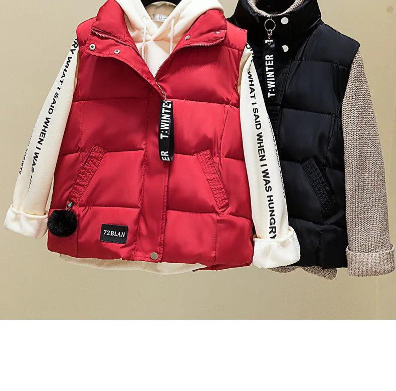 Woman Cotton Vest Winter Korean Style Buttons Zipper Solid Color High Neck Fashion woman's Vest Dropshipping Sale LDY002