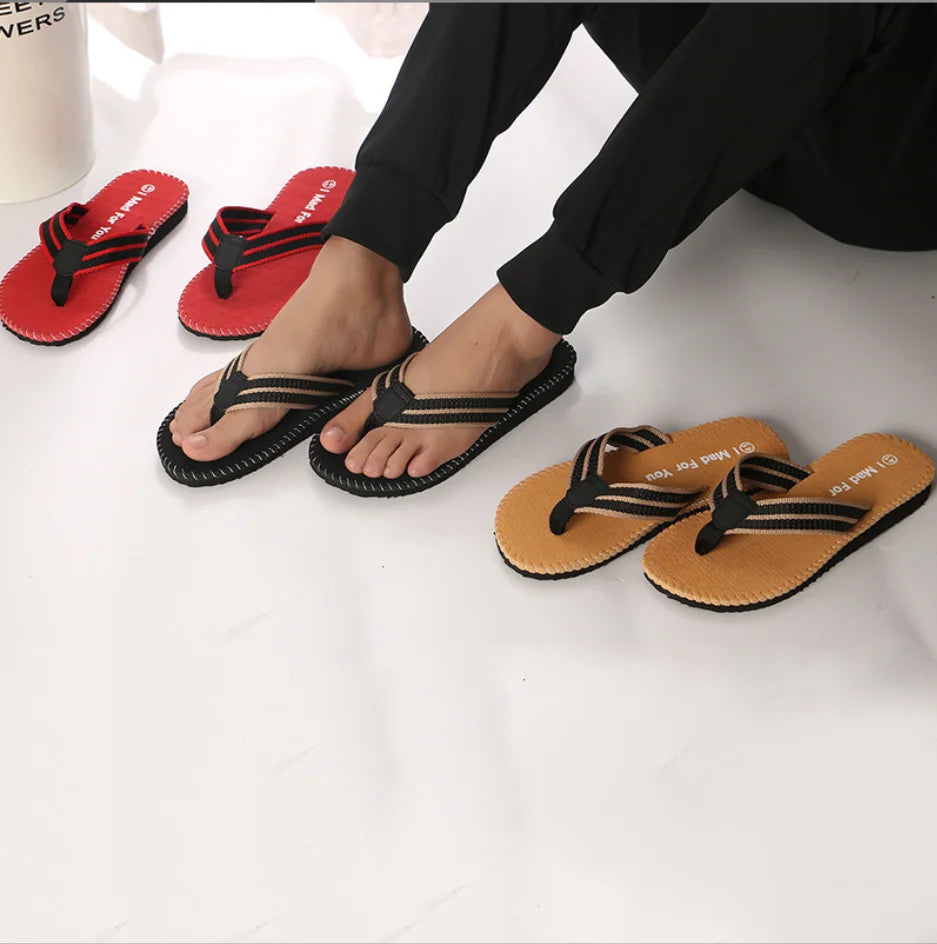 1pair New Summer Fashion Hard Wearing Outdoor Beach Sandals Men's Personality Flip-flops Slippers