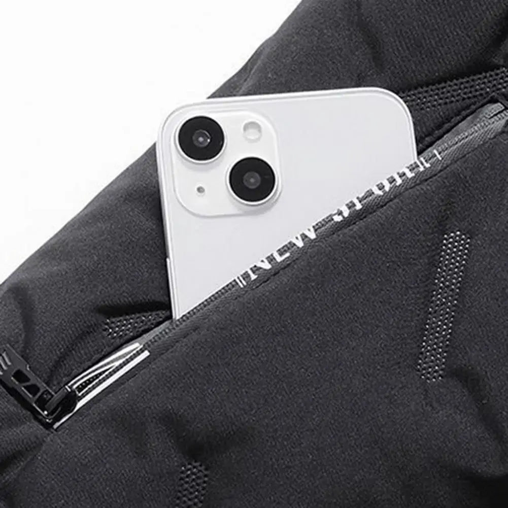 Embossed Lines Jacket Men Jacket Men's Embossed Lines Lapel Jacket with Zipper Pockets Elastic Hem Plush Lining Coat for Warmth