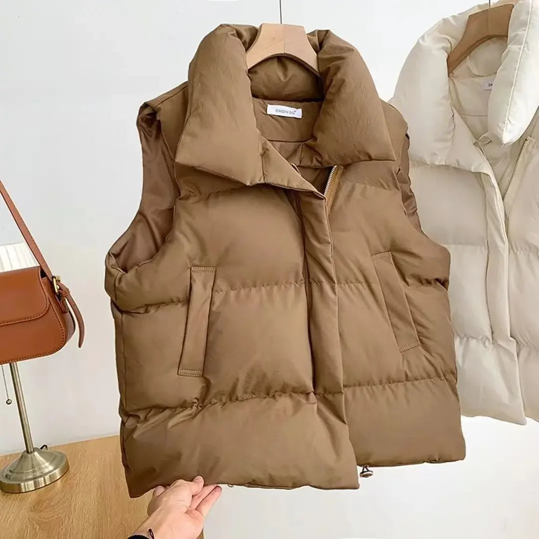 Autumn Winter Lightweight Sustans Vest for Women Korean Style Loose Jacket Fashion Girl Solid Sleeveless Parkas Winter Warm Vest