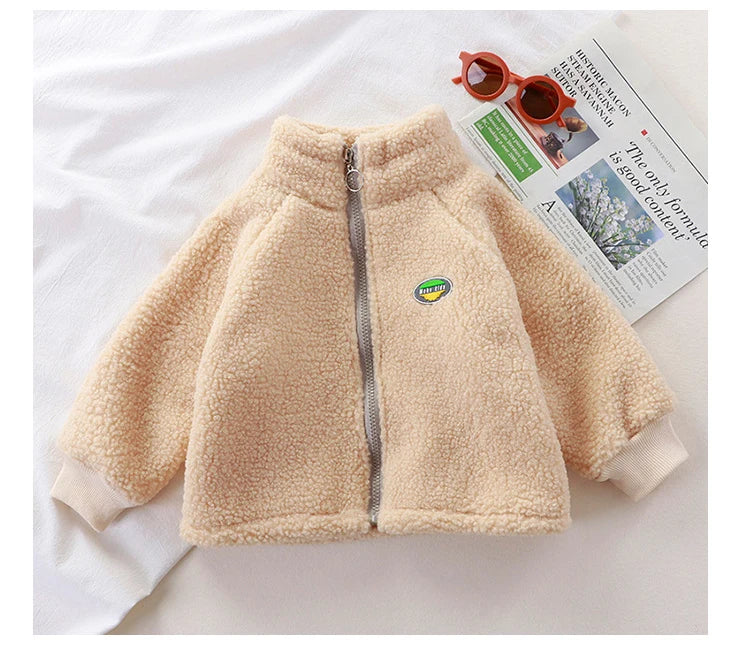Childrens Clothing Lamb Wool Jacket with Wool Jacket for Boys and Girls Autumn and Winter New Styles Kids Clothes