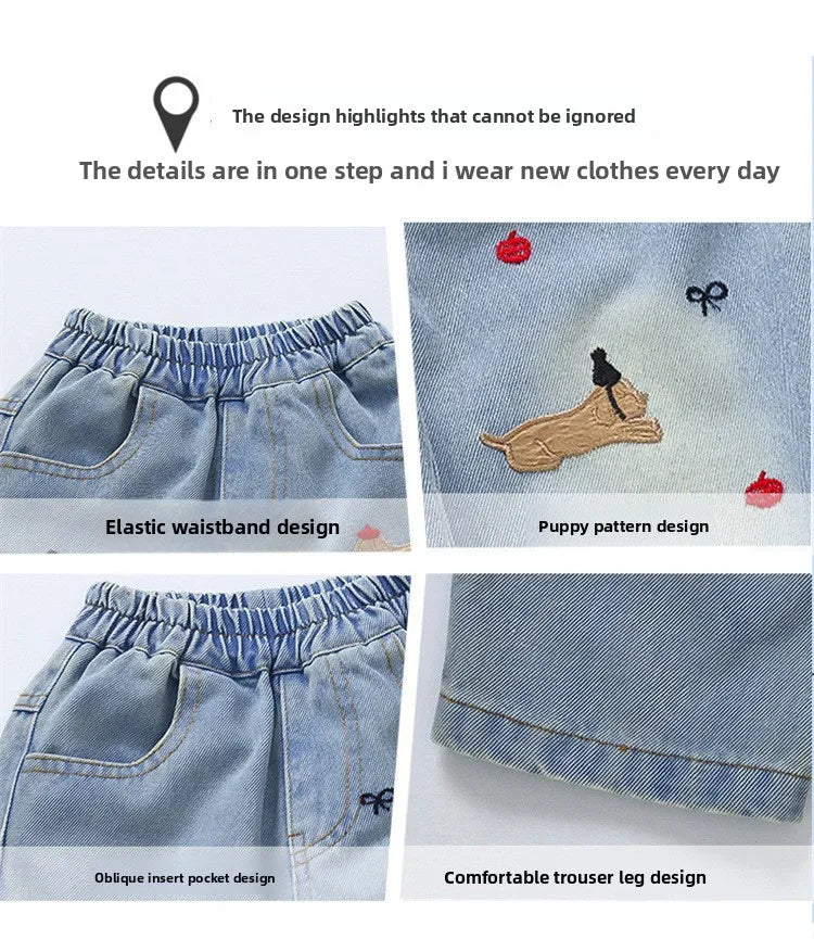 2025 New Girls Jeans Loose Straight Leg Pants for Toddler Baby Casual Wear Spring Autumn