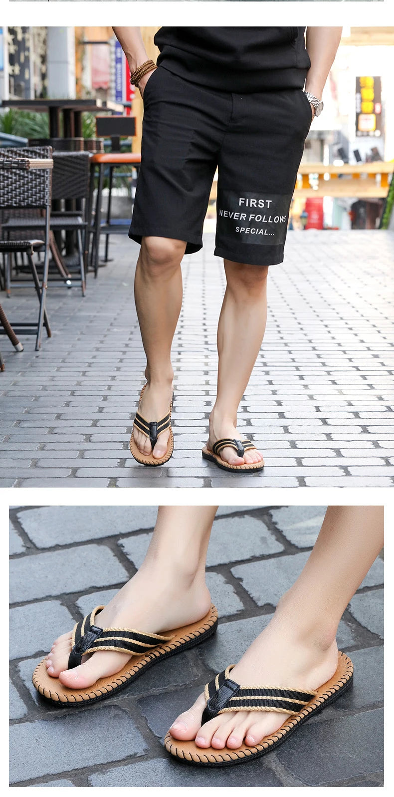 1pair New Summer Fashion Hard Wearing Outdoor Beach Sandals Men's Personality Flip-flops Slippers