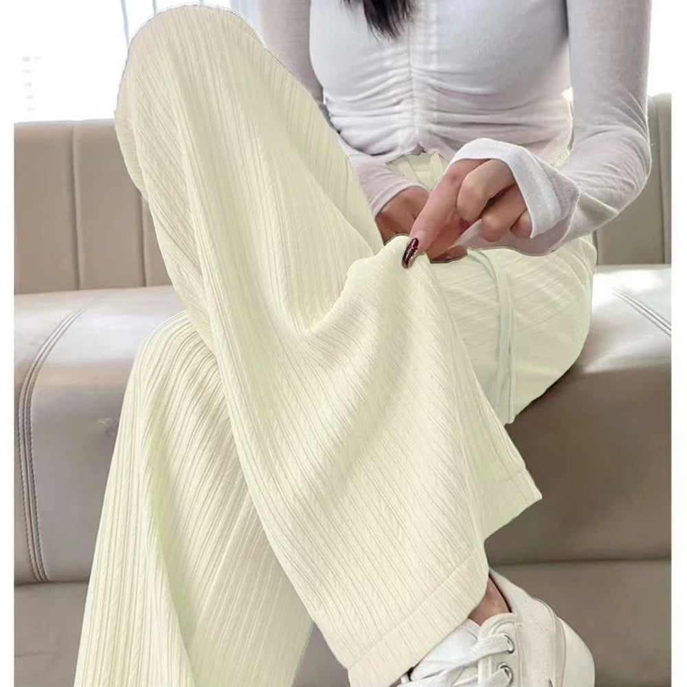 2023 New Spring And Winter Wide-leg Jeans Women Loose Straight Leg All Draped Trousers Students High-waisted Nine-point Pants