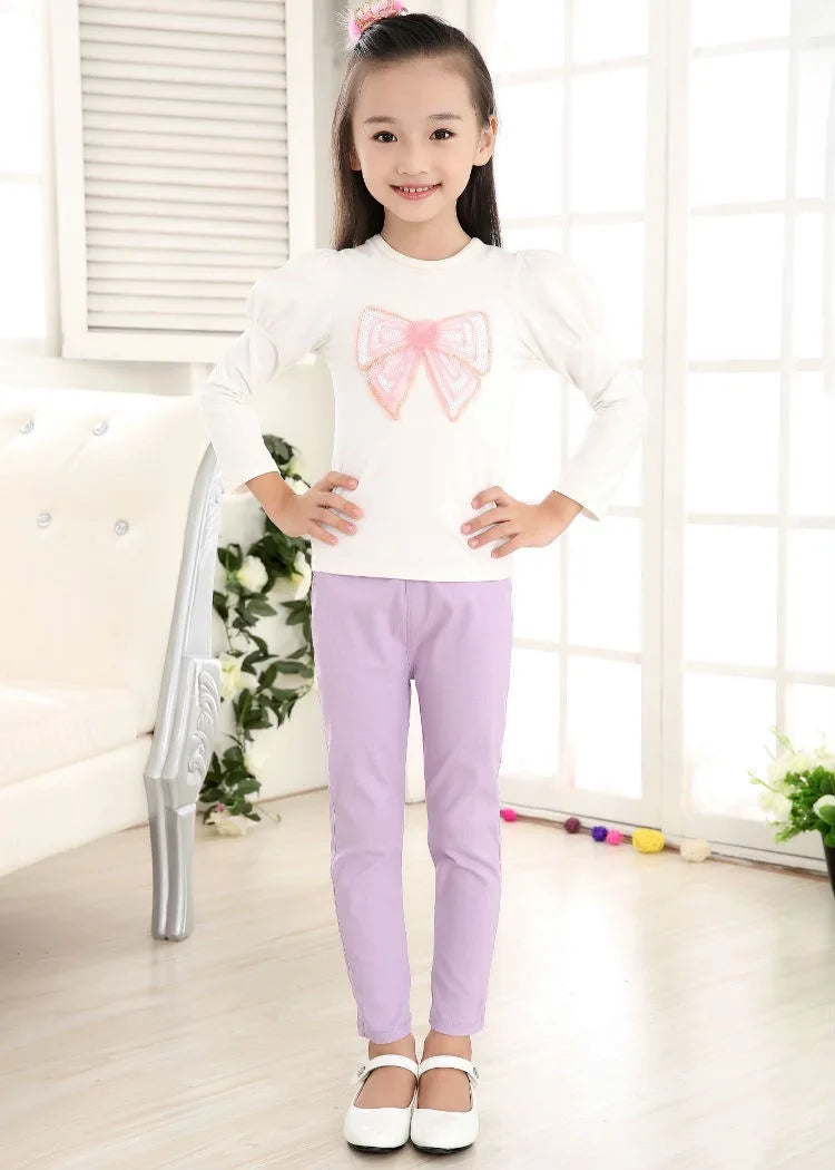 1pcs Spring Summer Girl Pencil Pants Elastic Thin Baby Legging Slim Fit Children's Leggings Autumn Kids Imitation Jeans Trousers