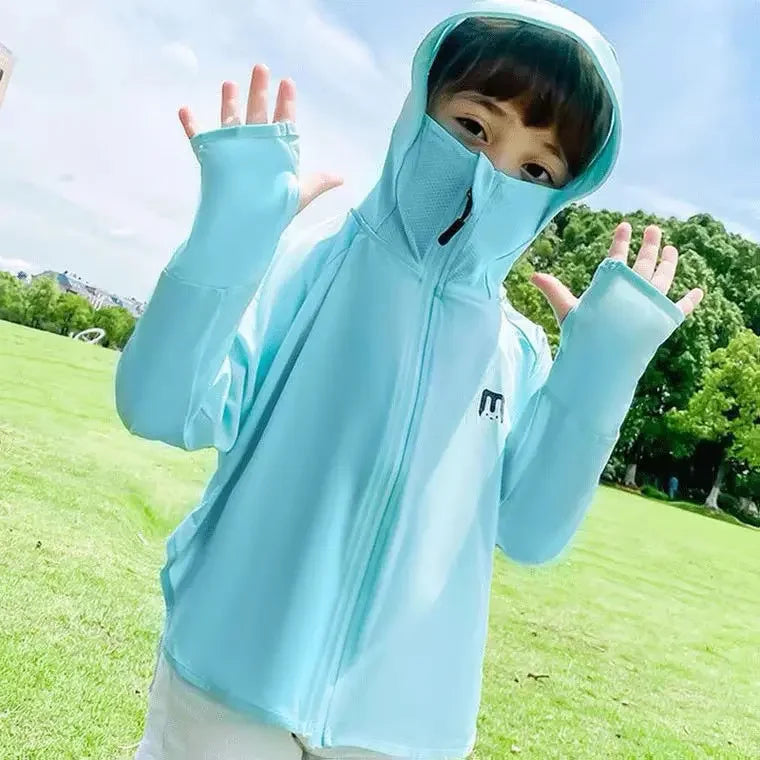 Children's Outdoor Ice Silk Sunscreen Jacket UV Resistant Children's Summer Cycling Sunscreen Jacket Children's Clothing