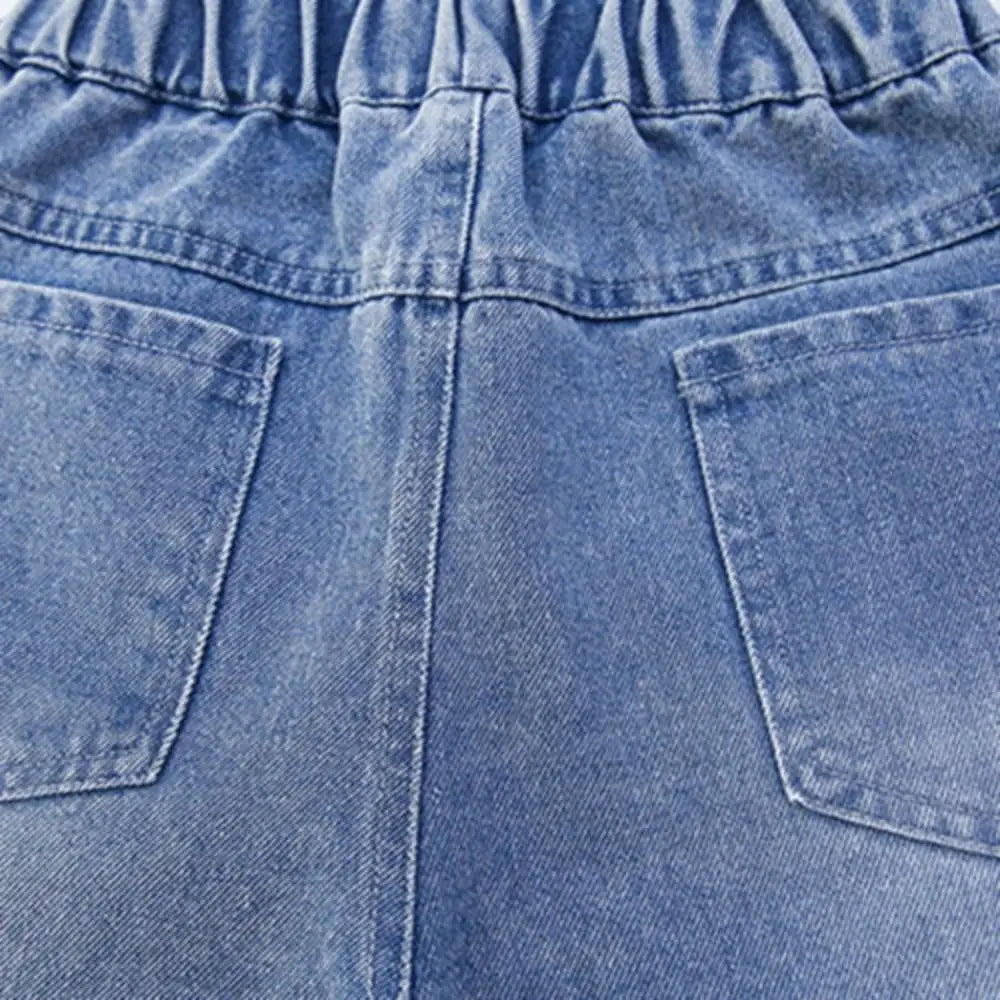 Embroidered Stars Teens Girl Jeans Loose High Waist Children Y2K Jeans Wide Leg Cowboy Pants Girls Denim Trousers Streetwear