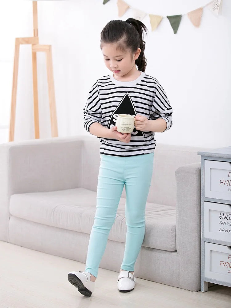 1pcs Spring Summer Girl Pencil Pants Elastic Thin Baby Legging Slim Fit Children's Leggings Autumn Kids Imitation Jeans Trousers