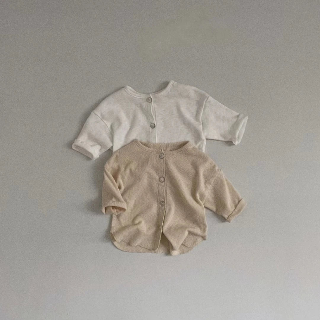 WT22063 Korean Style Baby Clothing Simple Versatile Casual Open Cardigan Summer Thin Long Sleeve Jacket Air Conditioning Suit