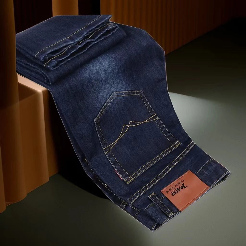 Pantalones vaqueros clásicos para hombre, pantalón vaquero negro suave, estilo motero, talla 28-40