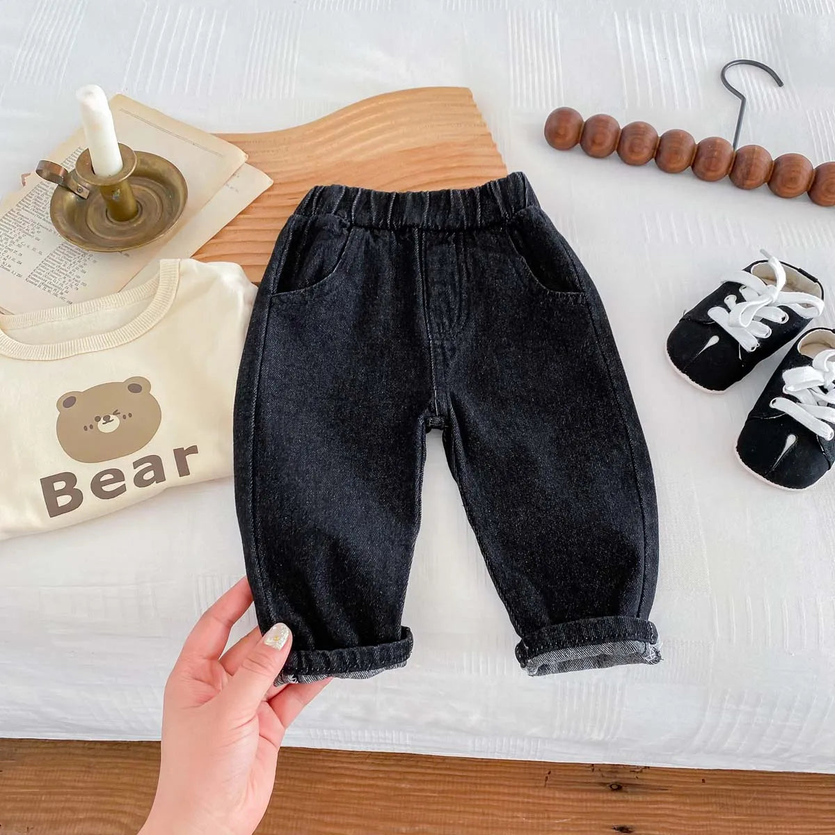 Pantalones vaqueros de moda coreana para niños, pantalones para bebés, niños y niñas, otoño, casuales, versátiles, unisex, para bebés de 1 a 6 años