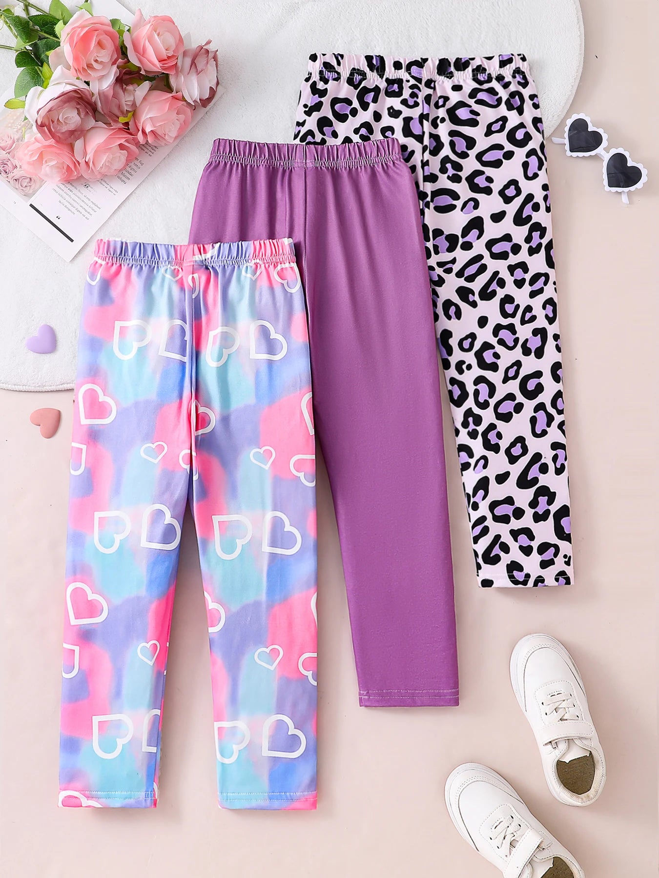 Pantalones de punto casuales de moda para niñas, de primavera y otoño, finos y transpirables, con 3 tiras