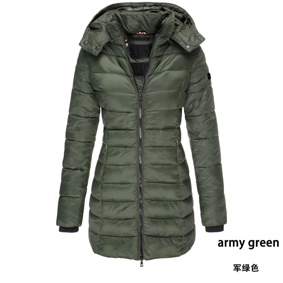 Autumn Winter Solid Color New Women's Cotton-padded Clothes Long Slim-fitting Parka Zipper
