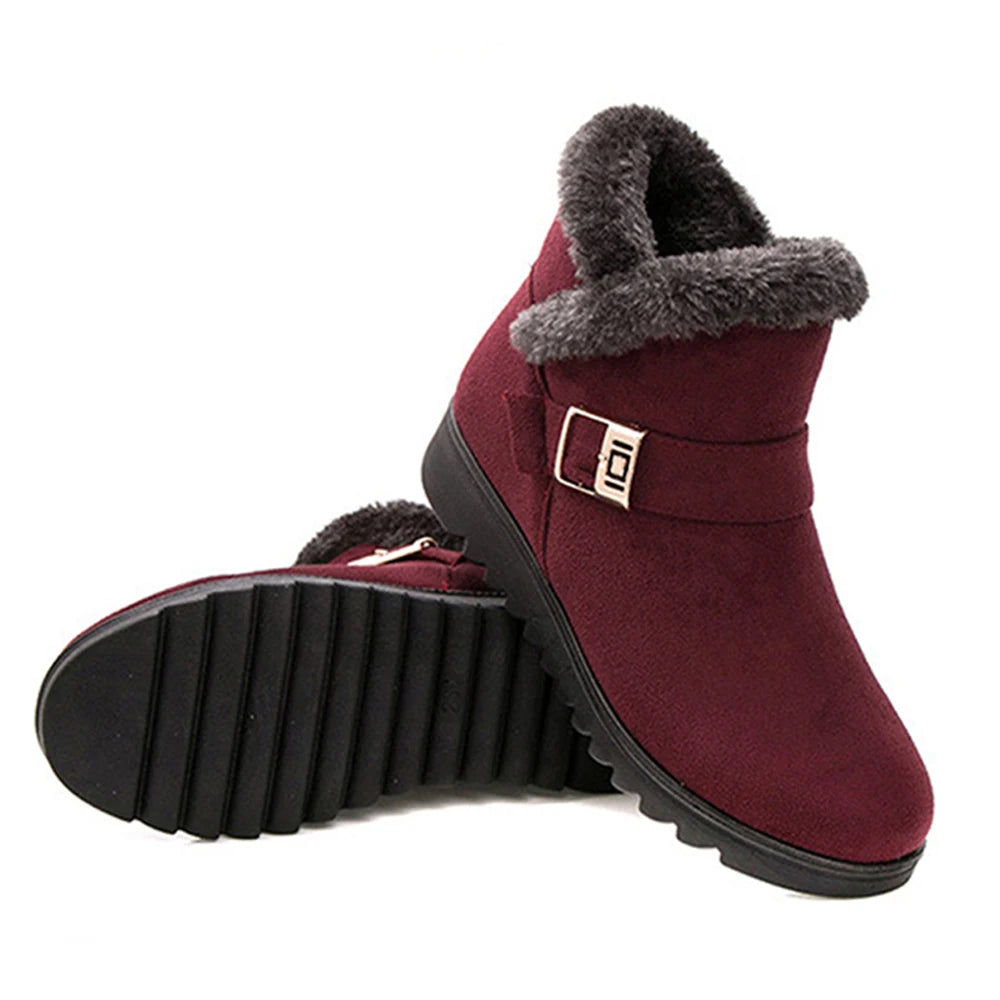 Chaussures pour femmes, bottes de neige d'hiver chaudes à la cheville, bottes à plateforme en caoutchouc pour femmes, chaussures de neige d'hiver pour dames, chaussures à talons bas