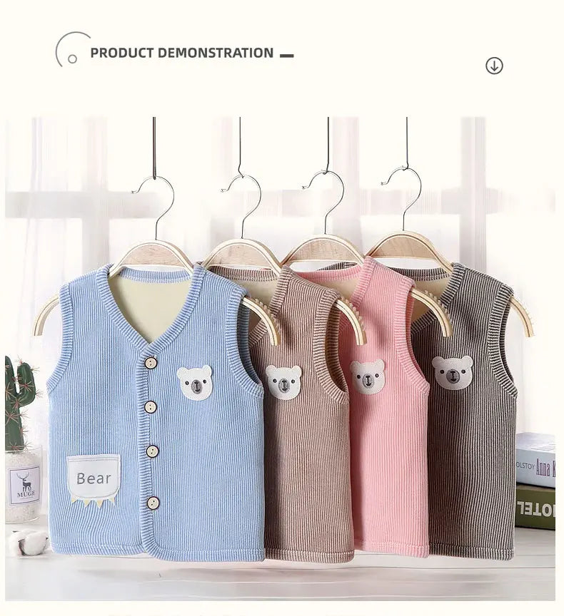 Kids Clothes Waistcoat Children's Vest Boy Girl Thicken Velvet lining Keep Warm Jackets Vest Children's Clothing Autumn Winter