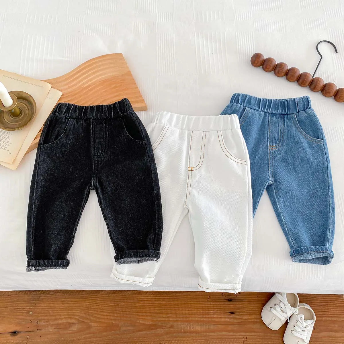 Pantalones vaqueros de moda coreana para niños, pantalones para bebés, niños y niñas, otoño, casuales, versátiles, unisex, para bebés de 1 a 6 años