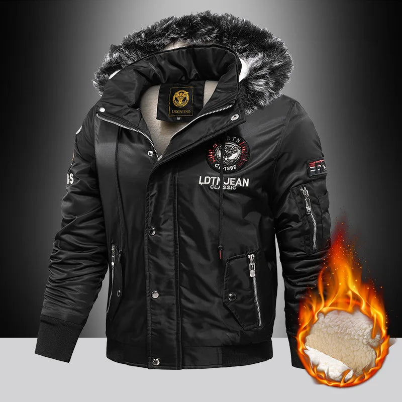 Winter new casual men's cotton-padded padded jacket warm hooded coat windproof men's large size M-5XL cotton-padded jacket