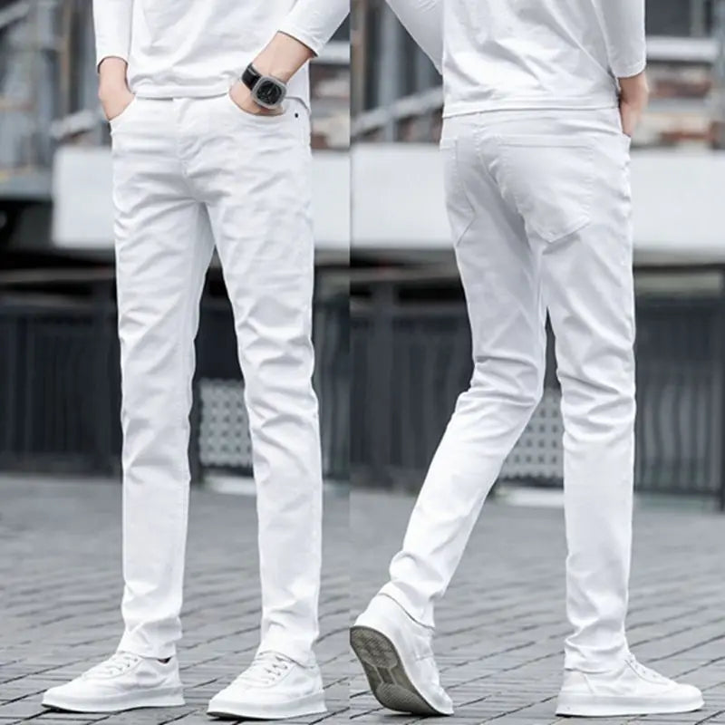 Summer Blue Comfortable Stylish Classic Designer Men's Slim Jeans Luxury Brand Korean Fashion Student Cowboy Soild Denim Pants