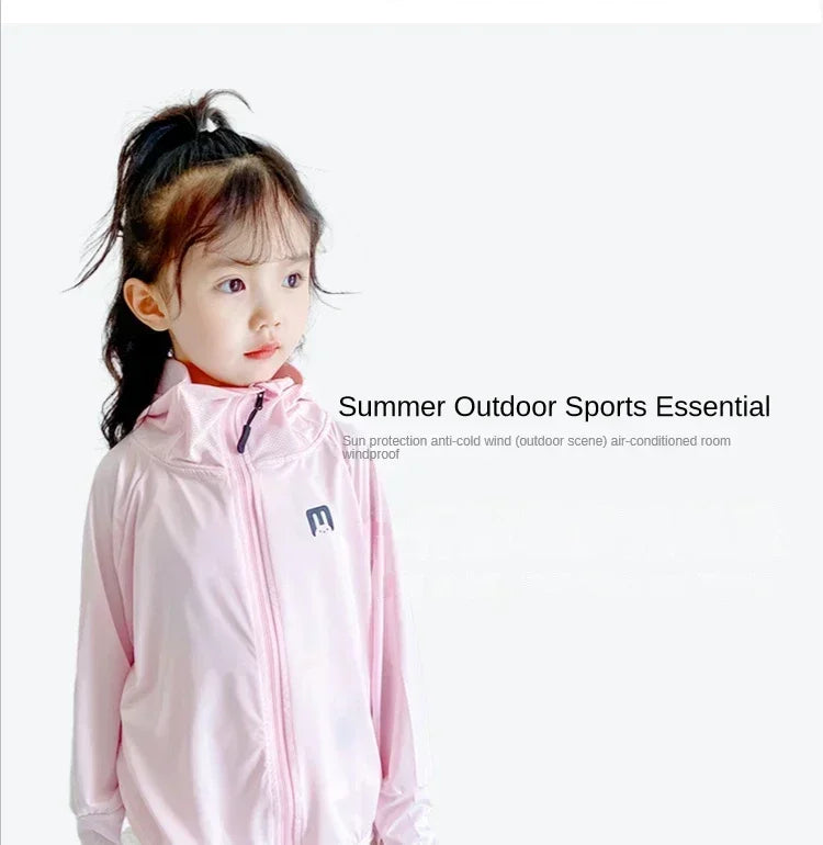 Children's Outdoor Ice Silk Sunscreen Jacket UV Resistant Children's Summer Cycling Sunscreen Jacket Children's Clothing